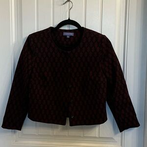 Vivienne Tam Burgundy Black Geometric Blazer Jacket Size 4